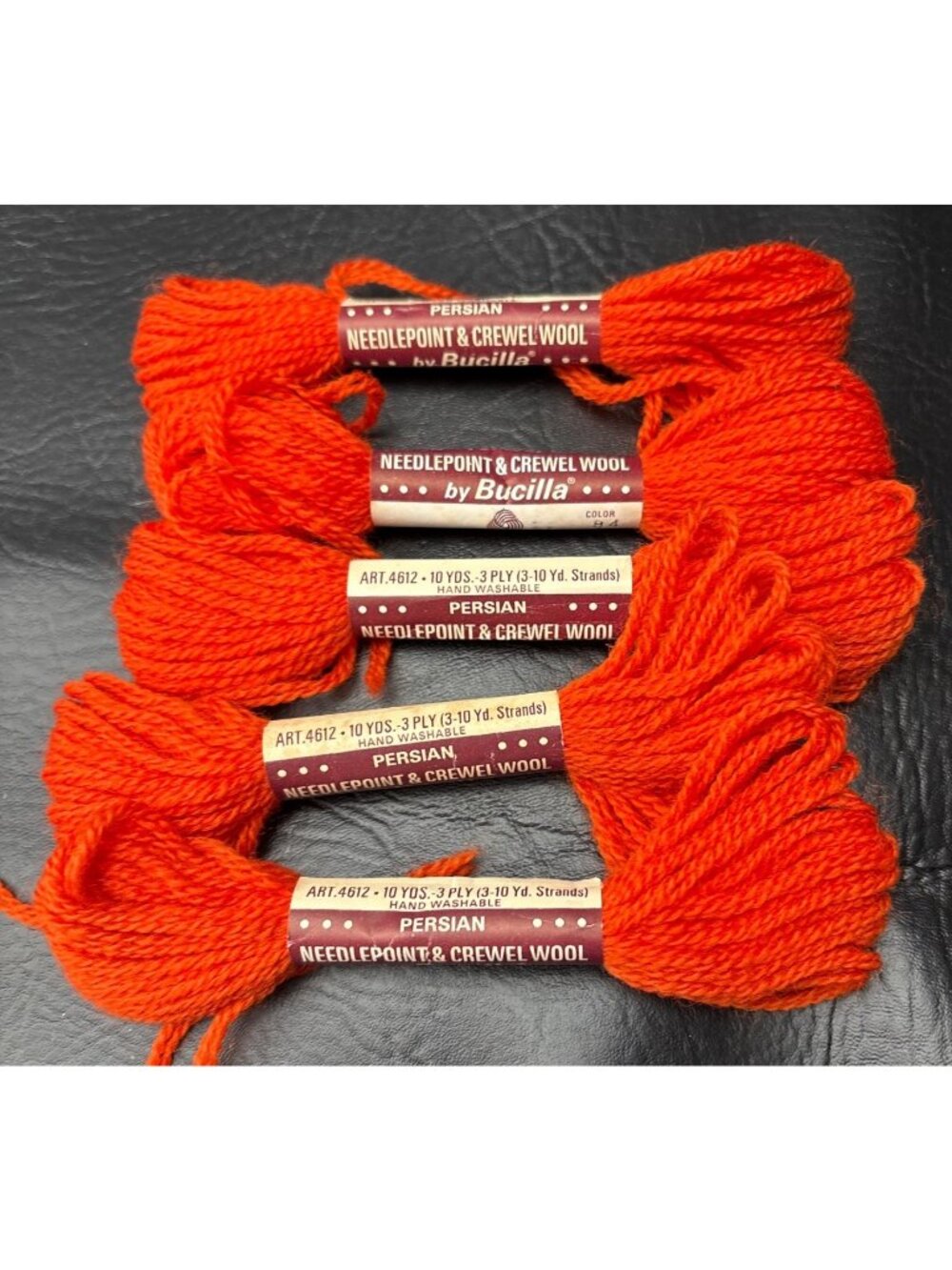 Bucilla Persian Needlepoint & Crewel Wool 10 Yards 3-Ply Bright Orange Color 94